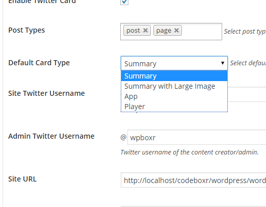 Admin - Twitter Player(Video) Card Settings