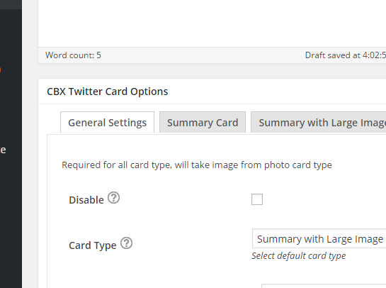 Admin - Twitter Meta Player(Video) Card Settings