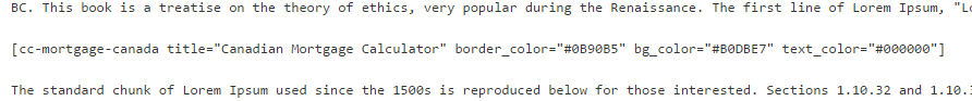 Shortcode usage example in post