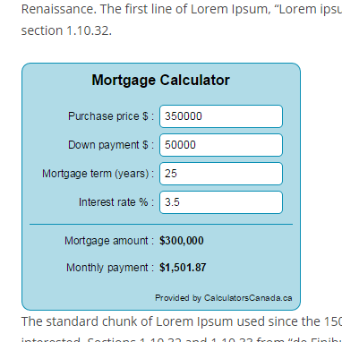 Widget example in WP post/page