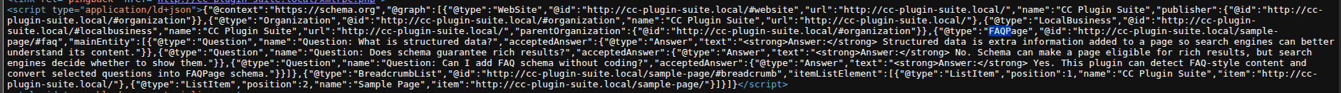 Example JSON-LD output in page source
