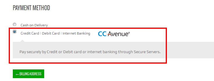Checkout Page Payment gateway listing