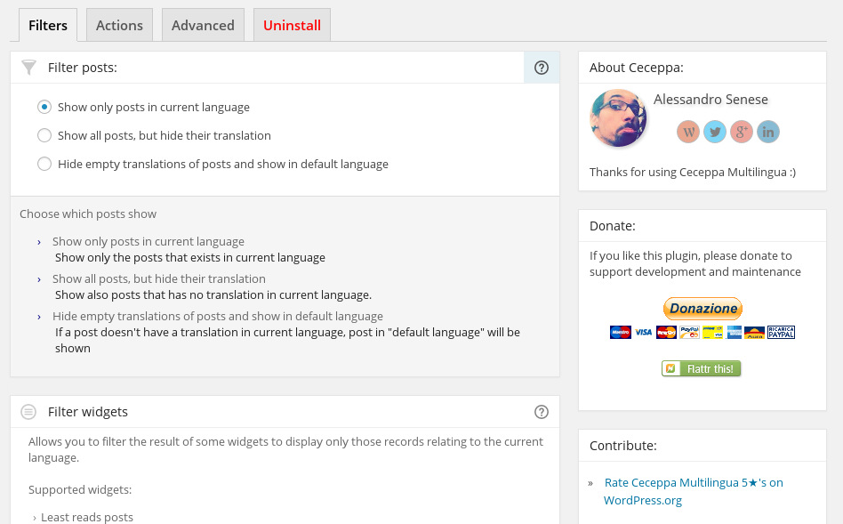 Plugin configuration