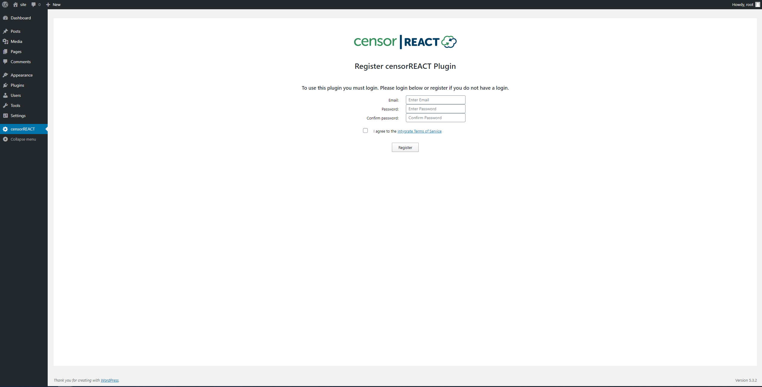 Sign up or login in our censorREACT settings page to get started.