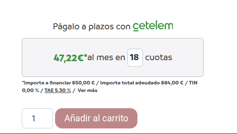 Screenshot calculator from product page.