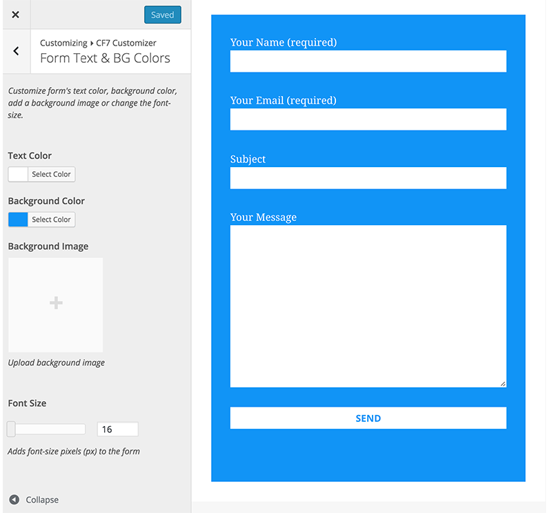 Form Text & BG Colors Section
