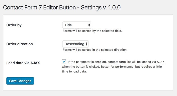 Contact Form 7 Editor Button - Settings