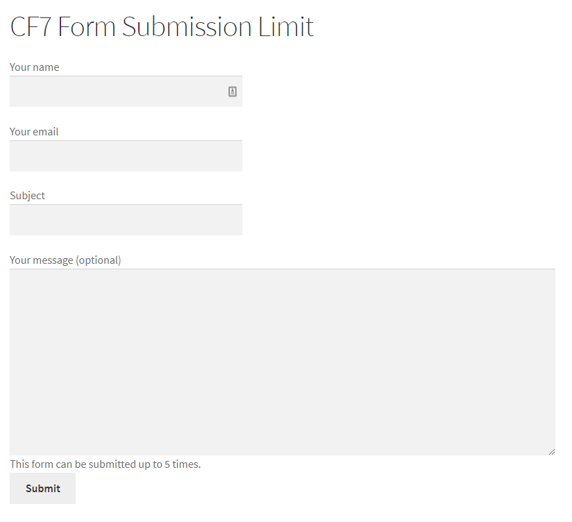 CF7 form base limitation