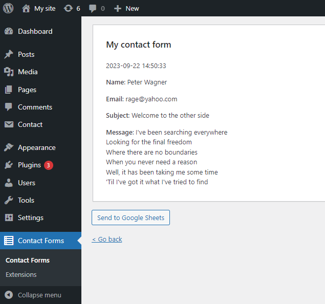 Integration with "Contact Form 7 Database Addon - CFDB7" plugin