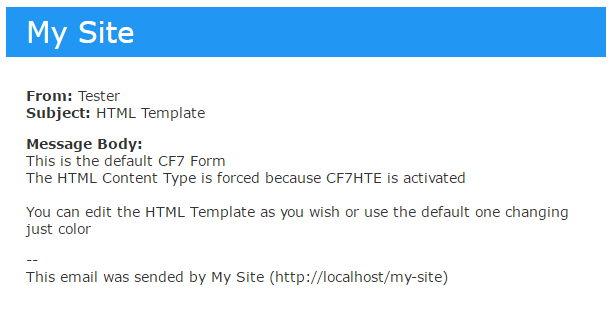 Example HTML Email with CF7 default Form.