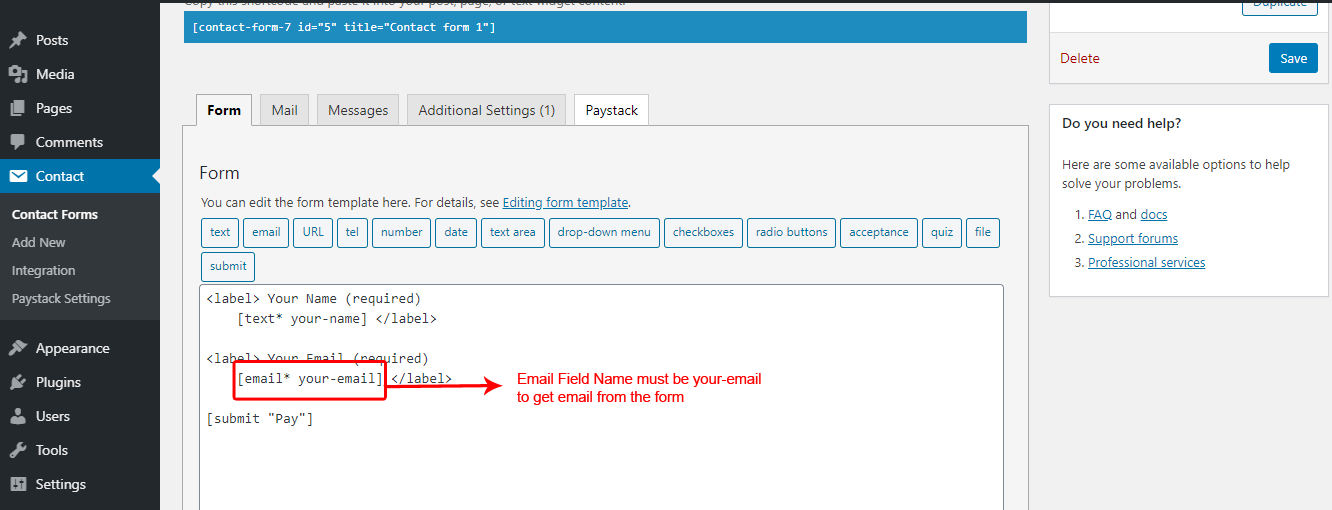Contact form 7 Email field