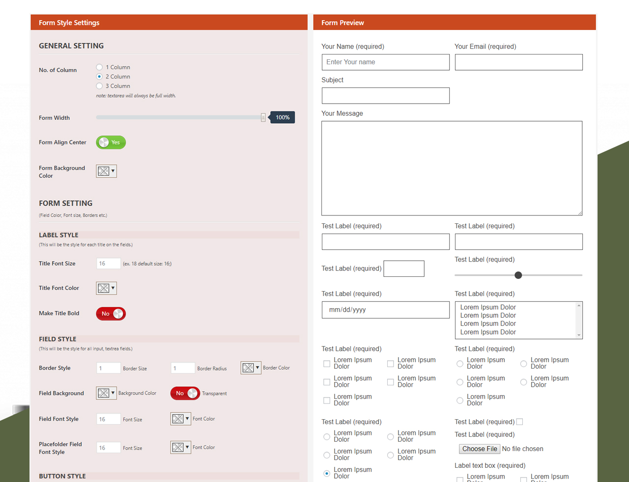 Sample Customized Form