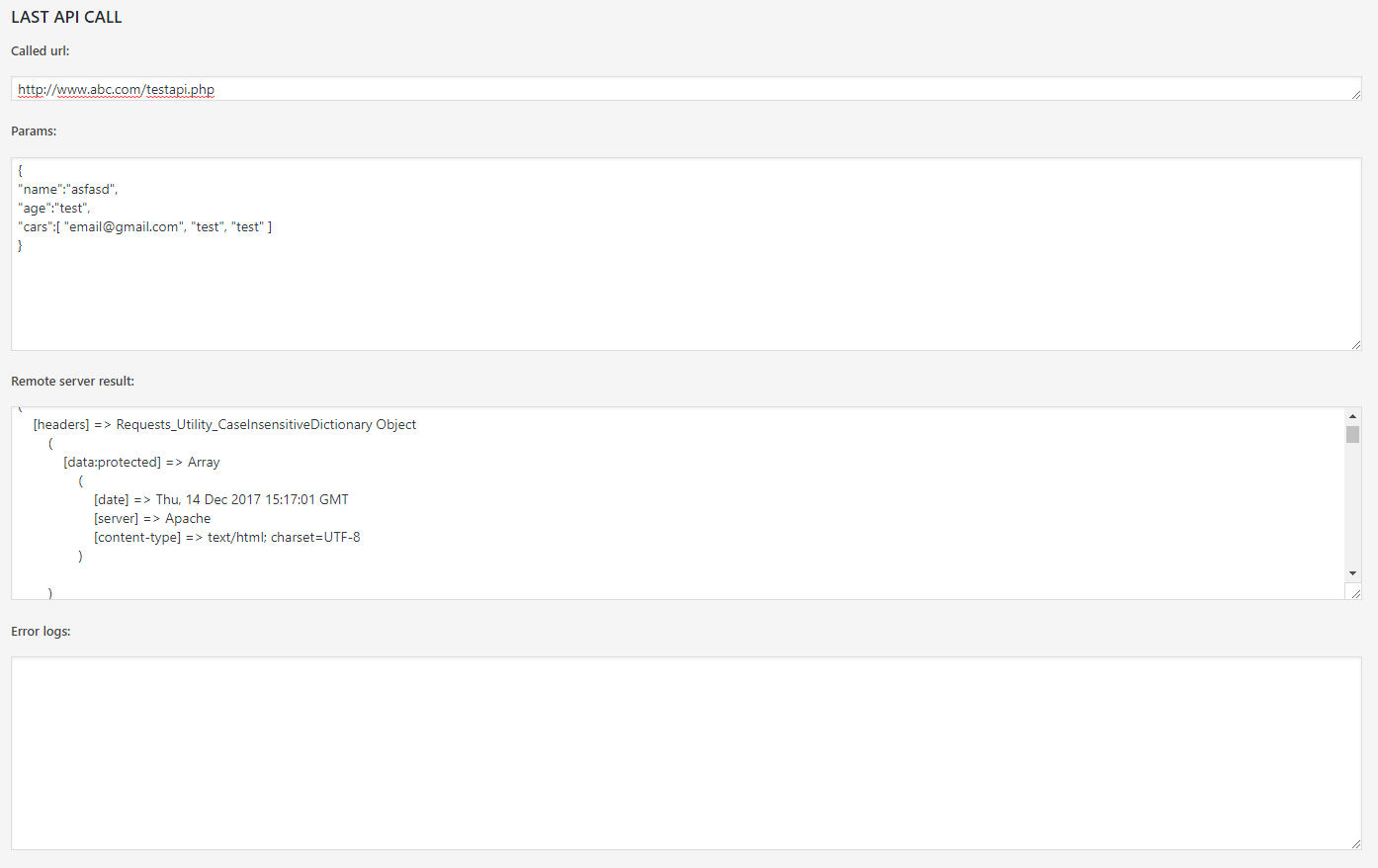 Debug log view