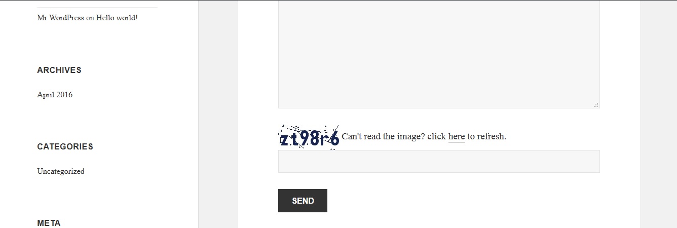 Captcha code in front