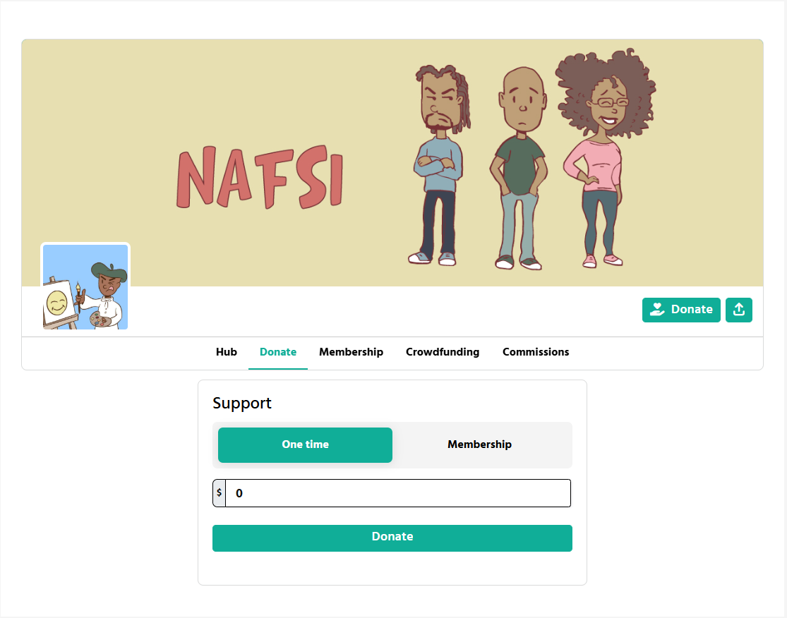 Donation screen with an option to make a one-time or recurring payment.