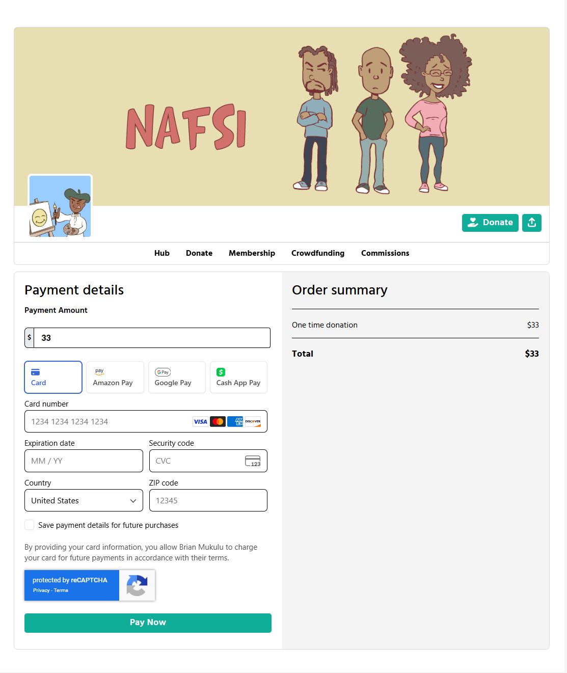 Stripe-powered payment form with secure, streamlined checkout.