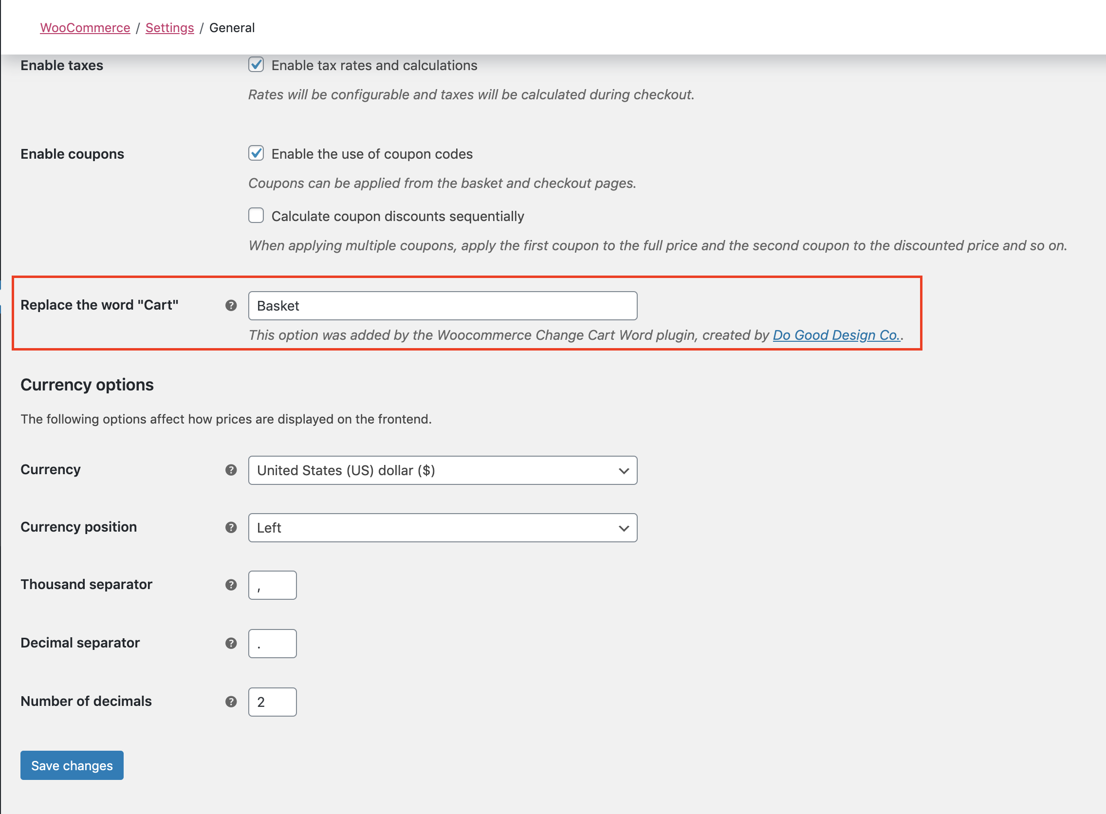The setting is found under Woocommerce > Settings > General Options