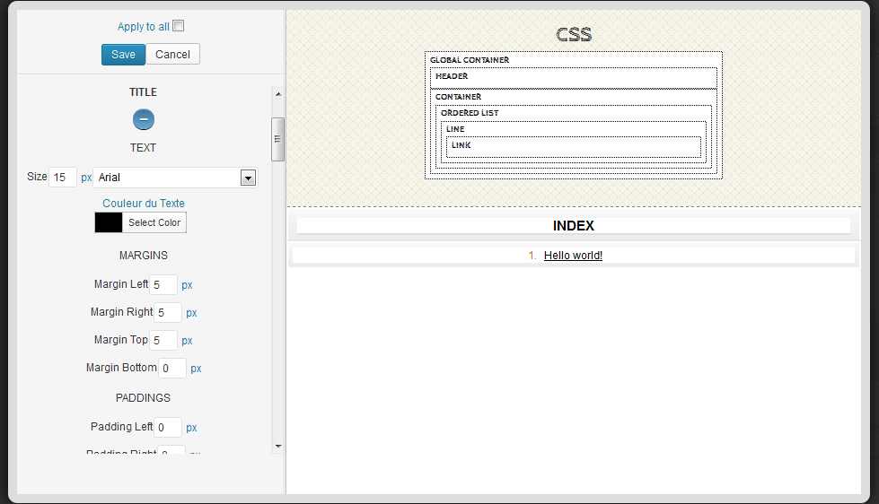 Customize the CSS of your chapters very easily.