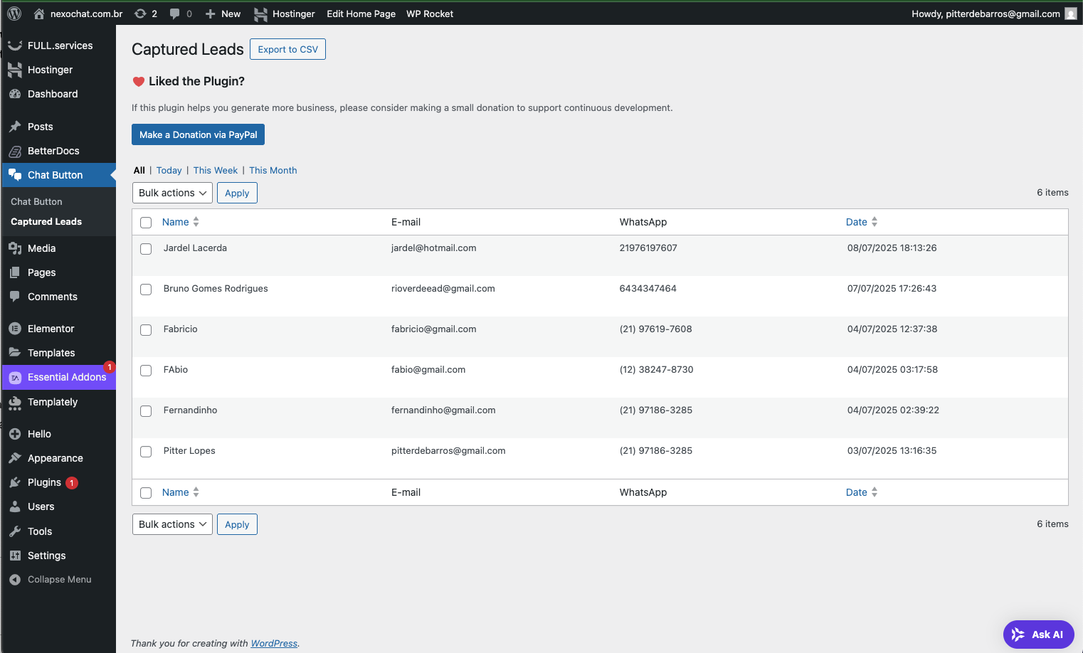 Lead capture modal
