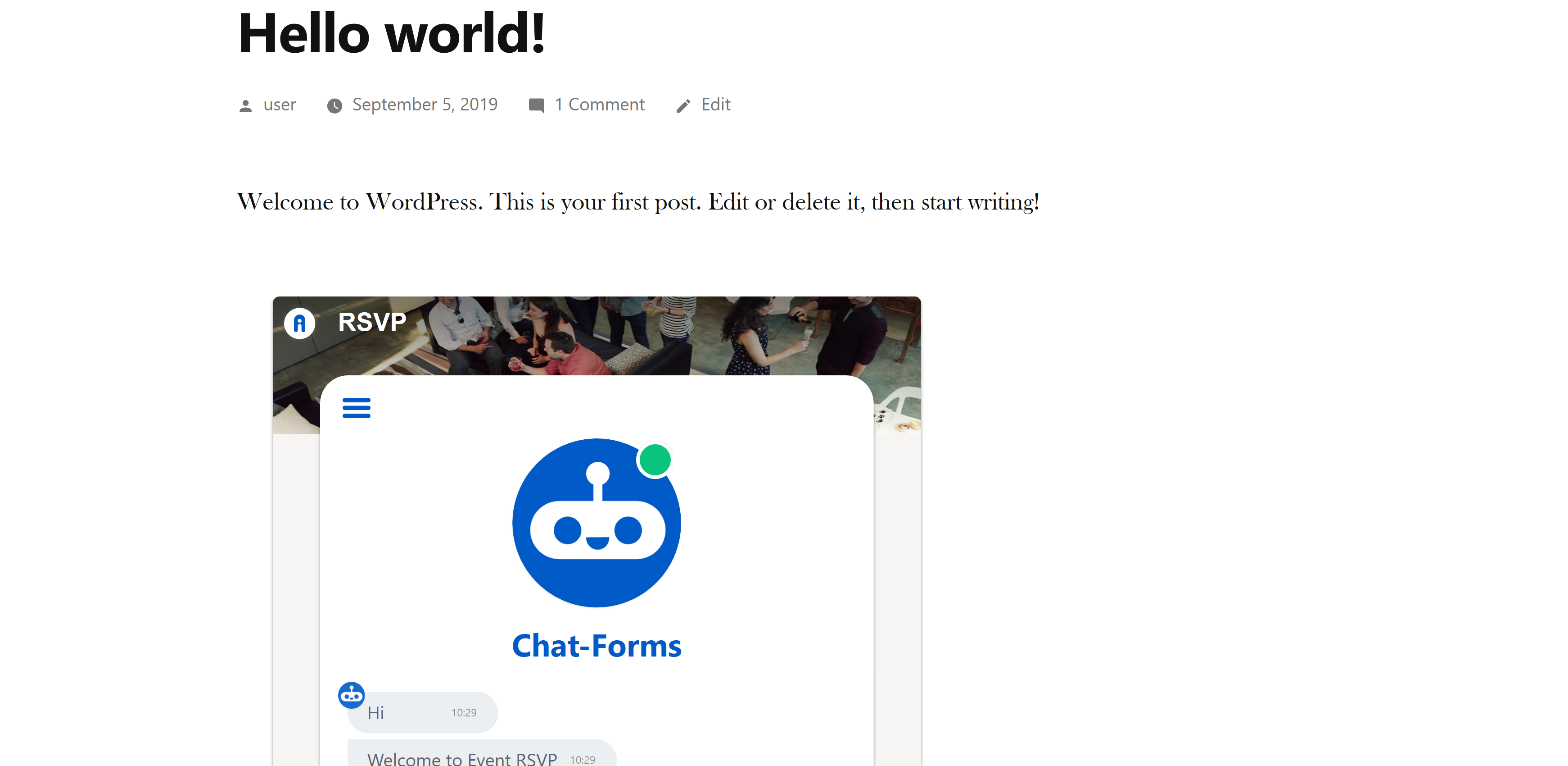 Post view with embedded Chat Form