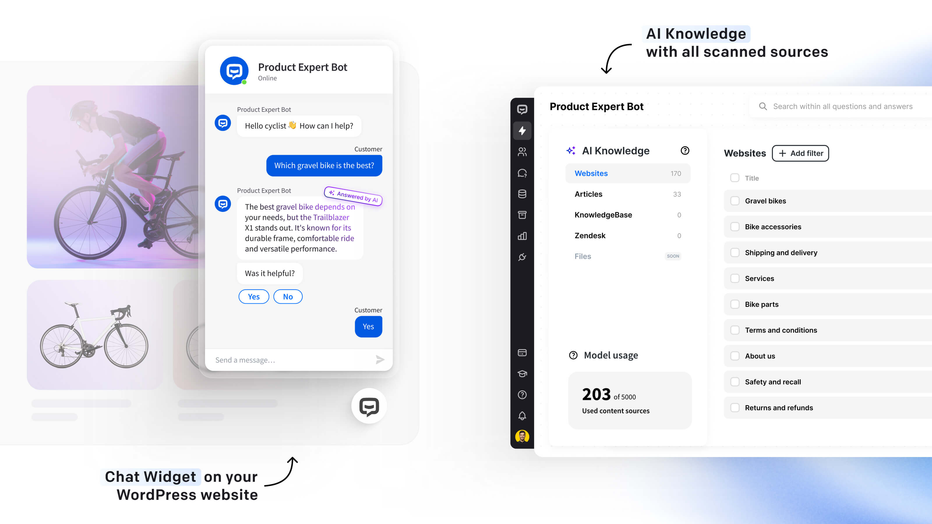Scan the content of your website or help center to create a smart, AI-powered assistant.