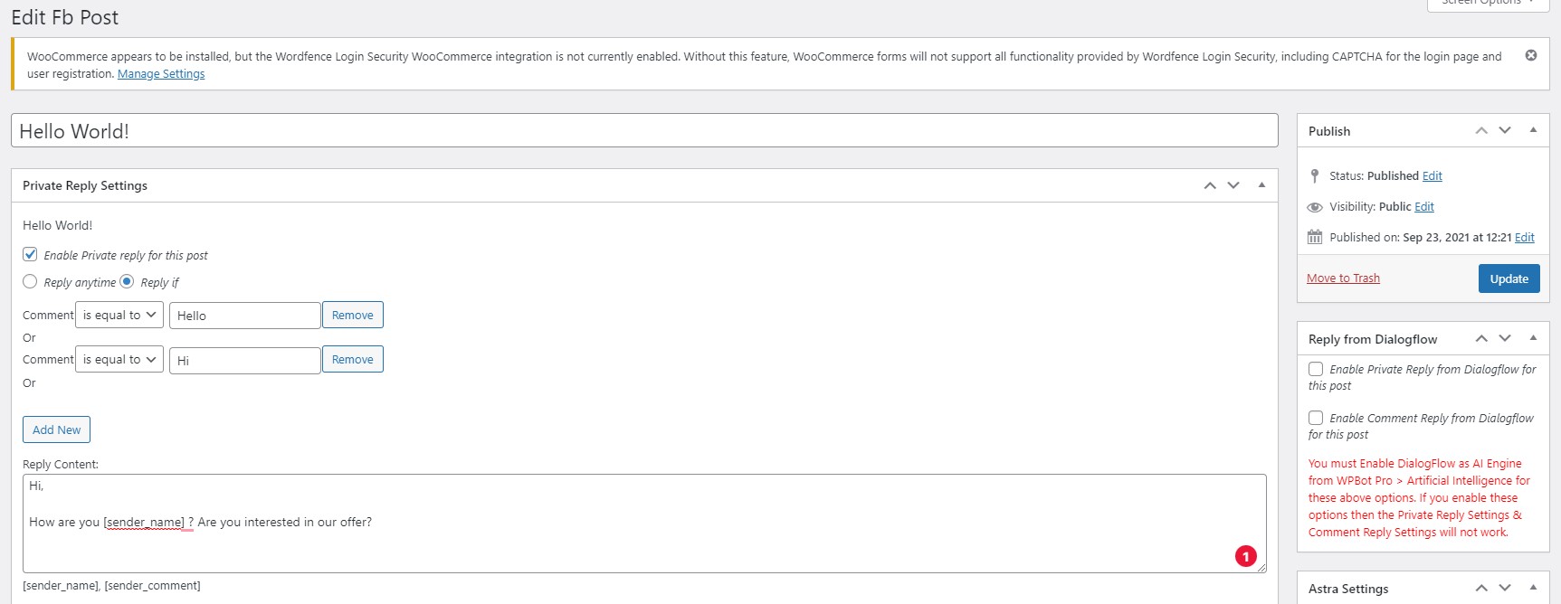 Auto comment reply on FaceBook Page