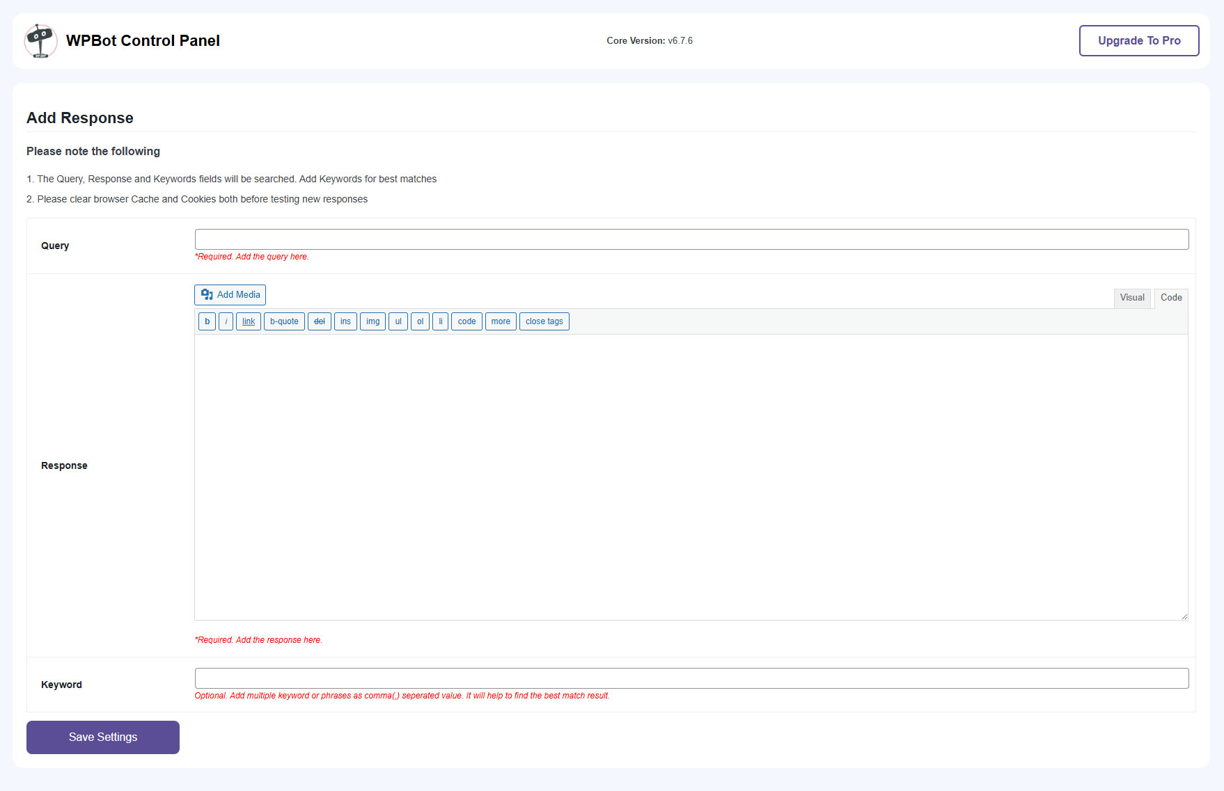 WPBot General Settings