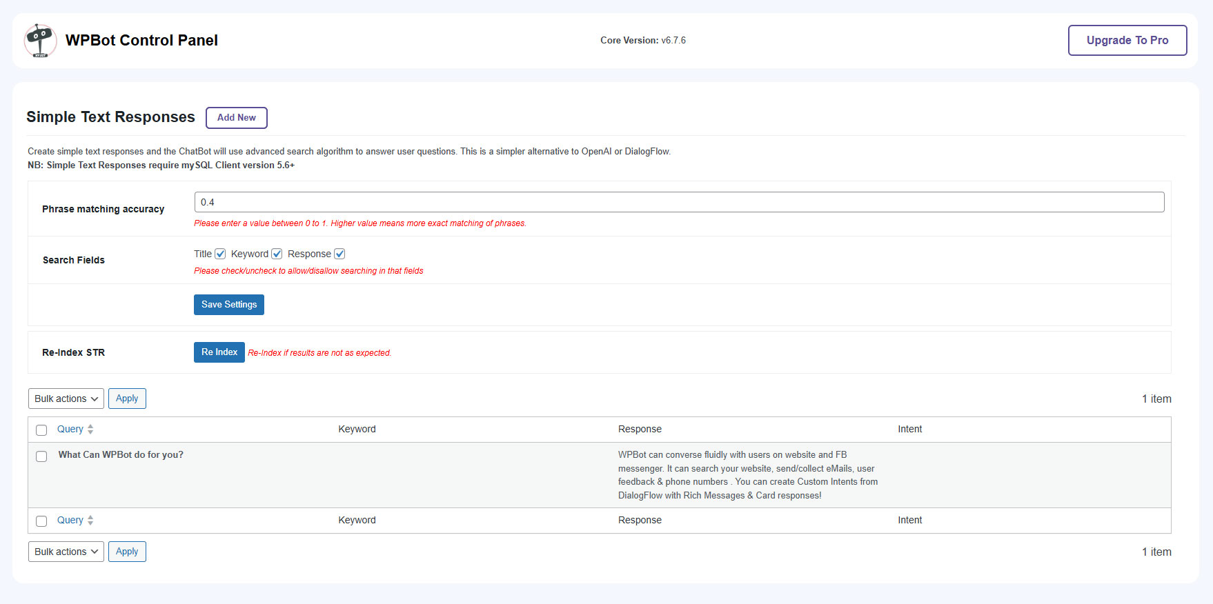 WPBot Language Settings