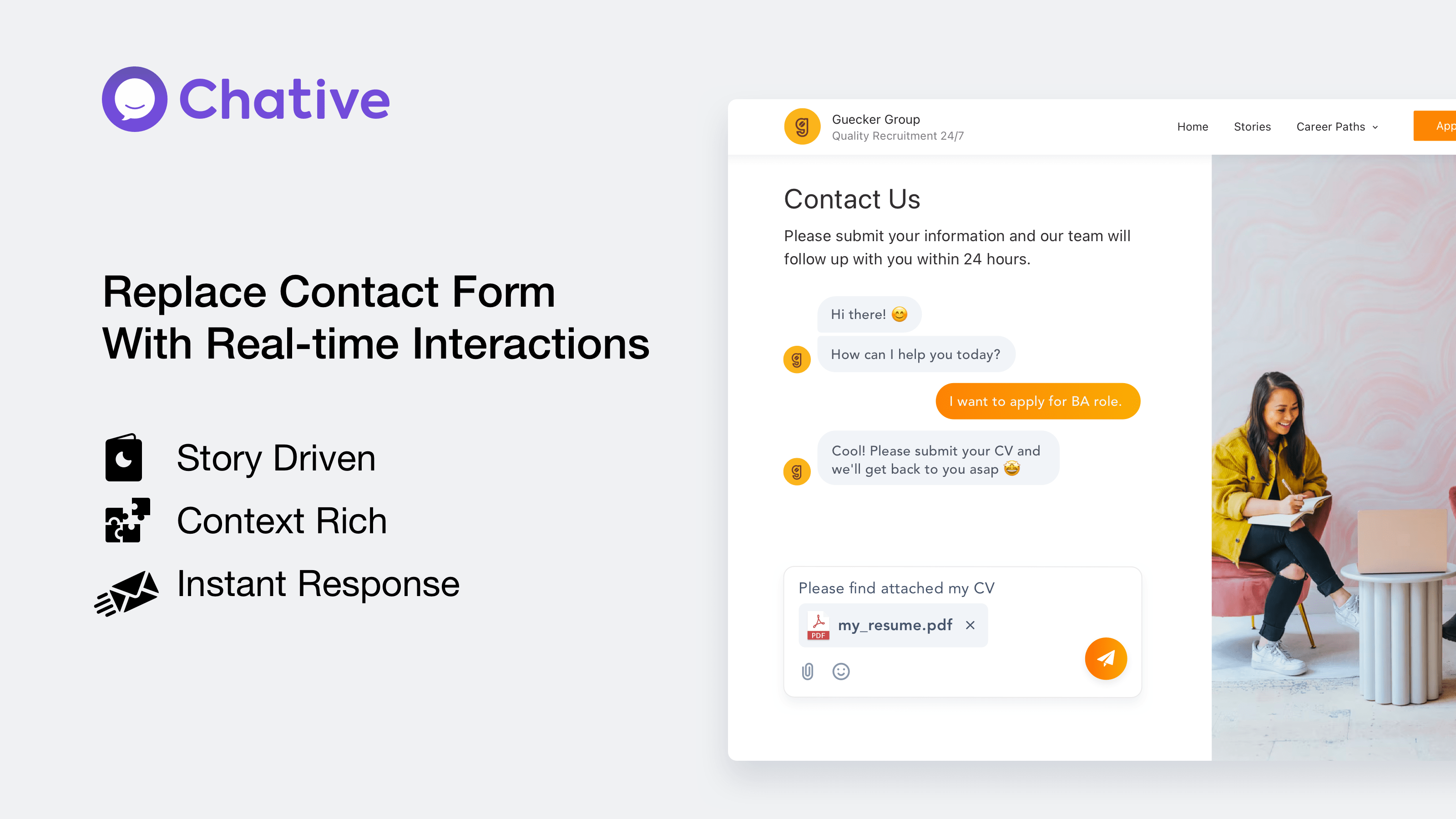 Replace Contact Form With Real-time Interactions.