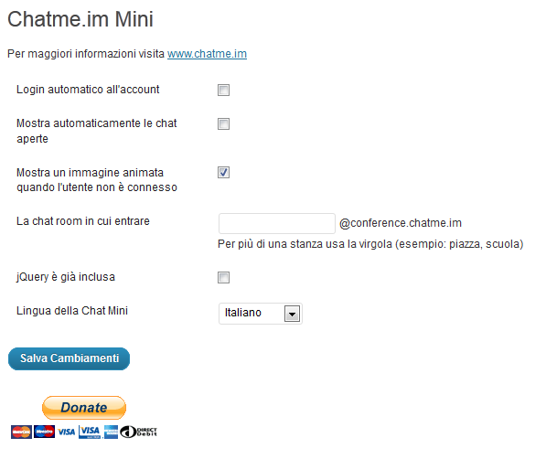 The chat admin panel