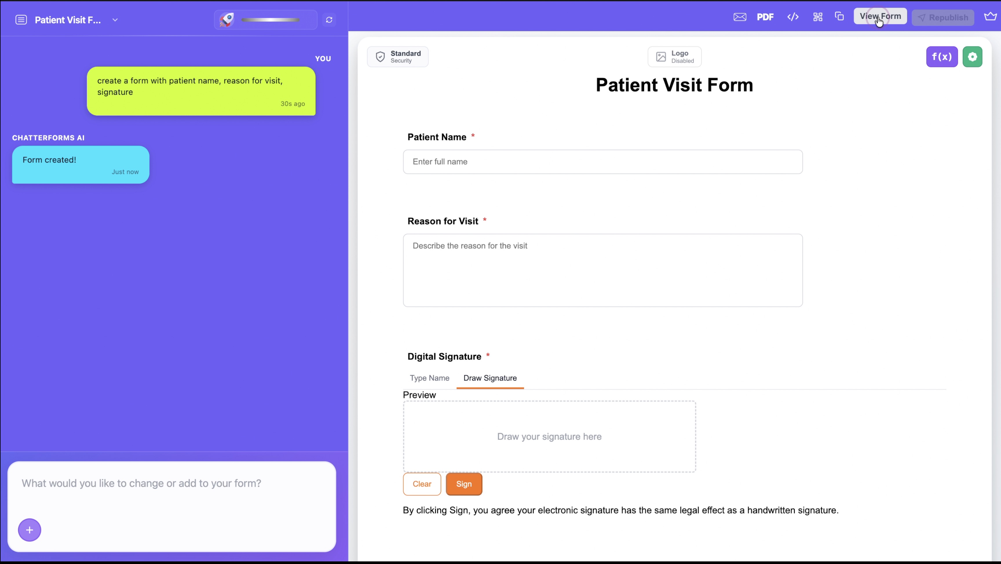 Success page after form submission with confirmation message