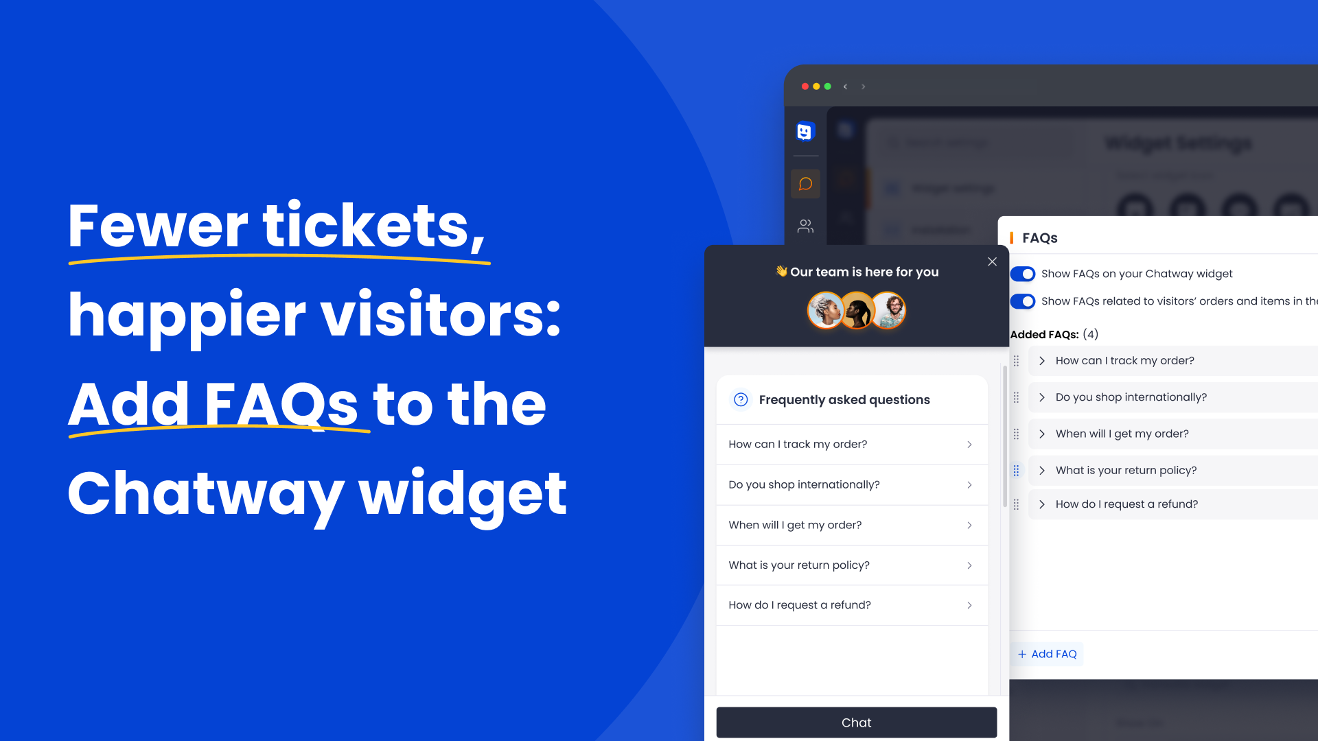 Add FAQ to your Chatway live chat widget and reduce live chat customer support tickets