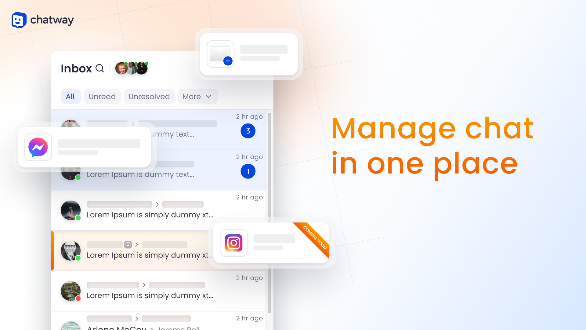 Manage live chat, email, Facebook Messenger, and Instagram DMs chats in one place