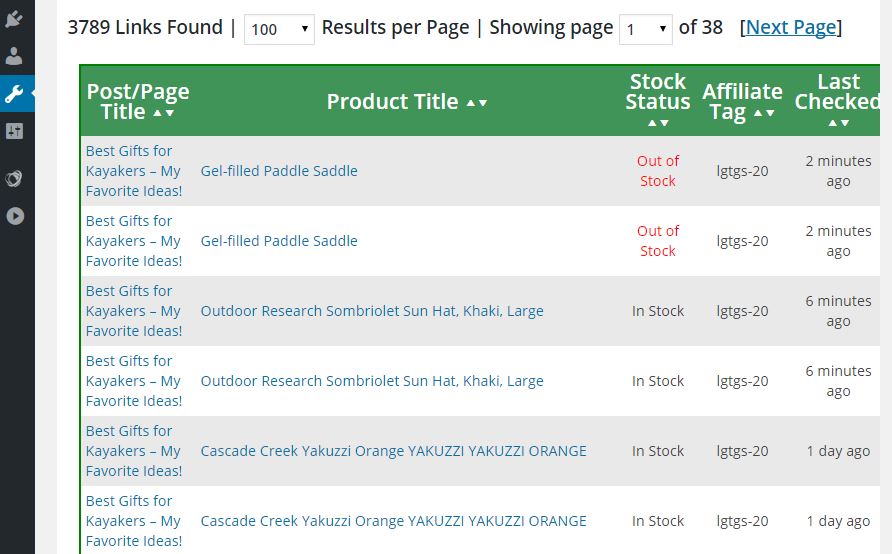This plugin creates a table of all your Amazon links.