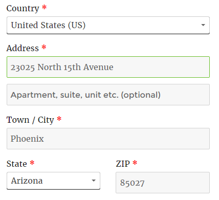 Selected address automatically populates the fields