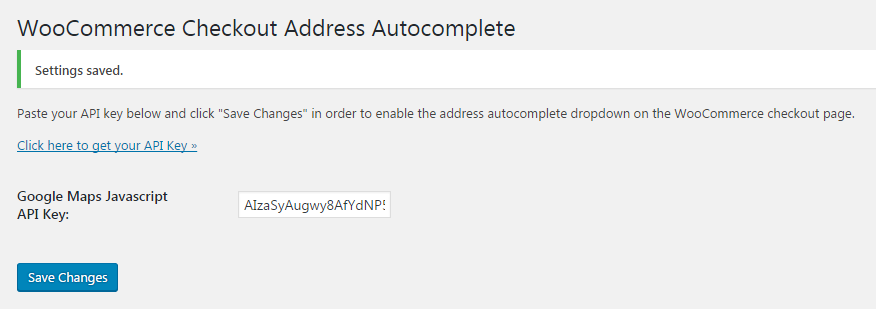 Simple settings page to save your Google Maps Javascript API Key