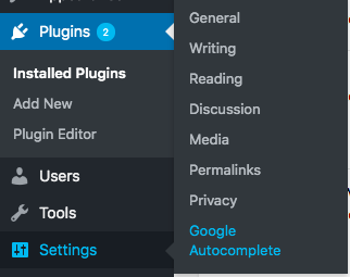 Plugin Settings Link.