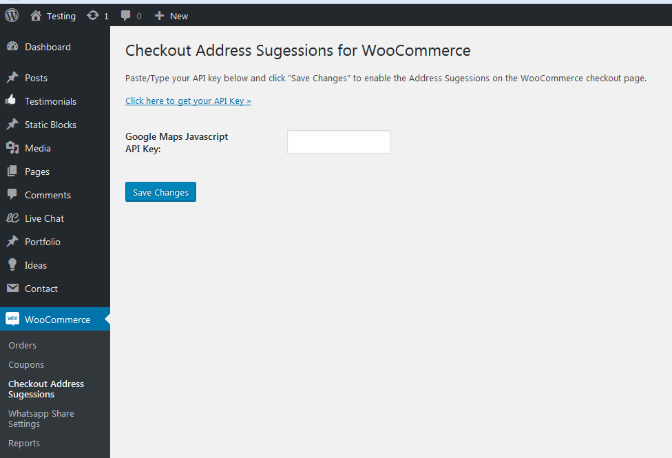 Admin Setting Page where you need to fill Google Maps jQuery API Key.