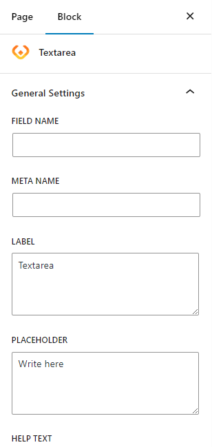 General settings for the textarea field.
