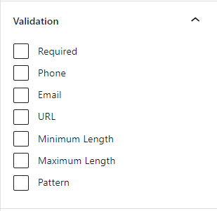 Input text validation options.