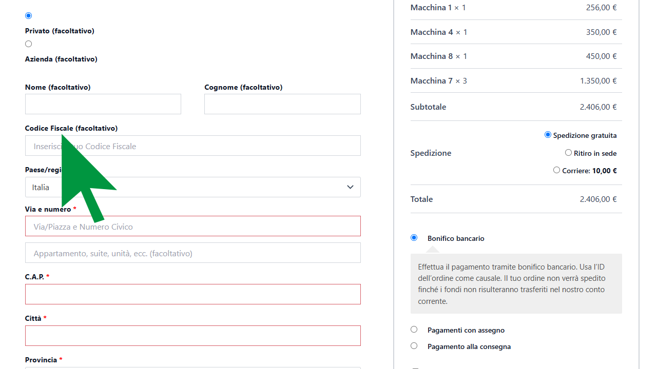 The fields displayed for an Individual customer.