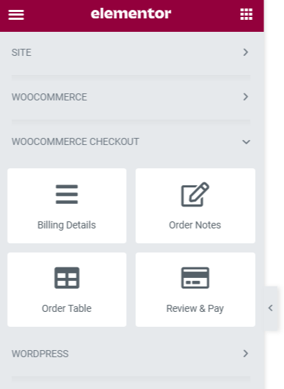 Elementer Widgets options