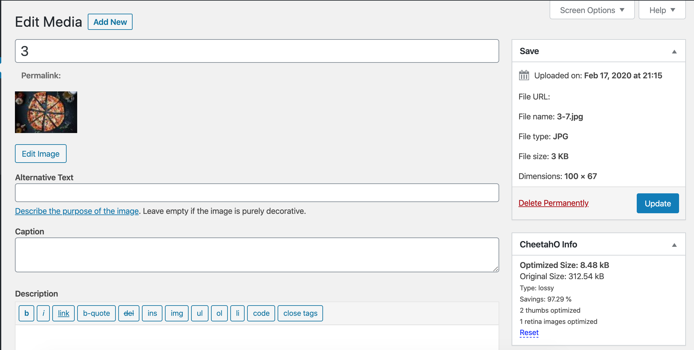 Image optimization directly in image edit page.  `/assets/screenshot-5.png`