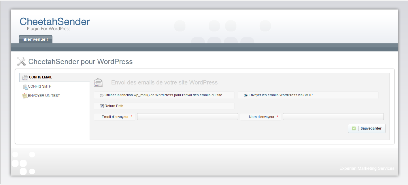 Screenshot of the Emails configuration.