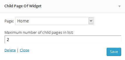 Screenshot of the widget in the widget administration area.