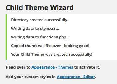 you also get a nice thumbnail with your new child theme