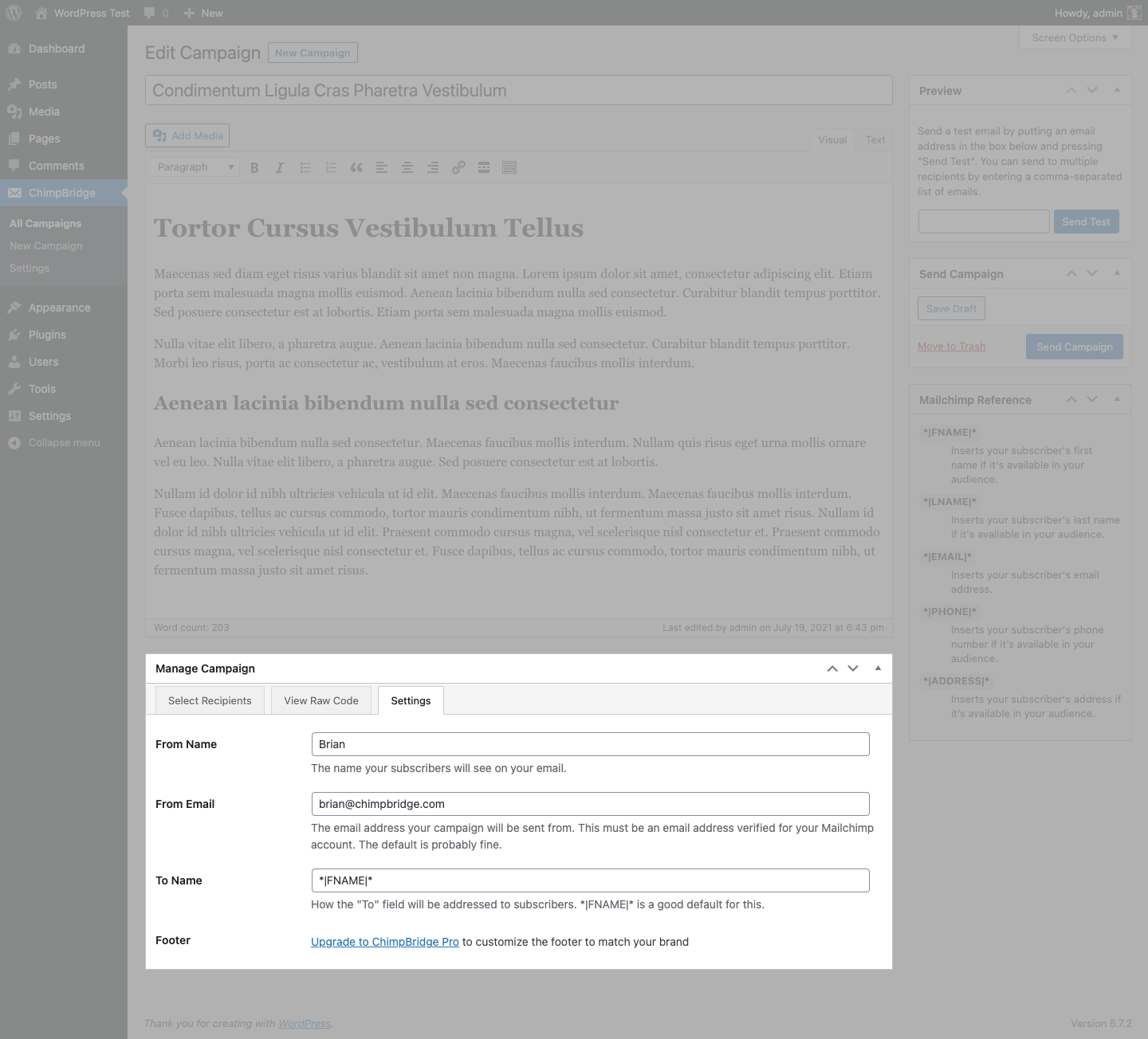 Customize the sender and name for your Mailchimp campaign