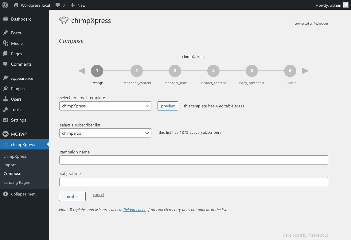 Create new Mailchimp campaigns and include your blog posts.
