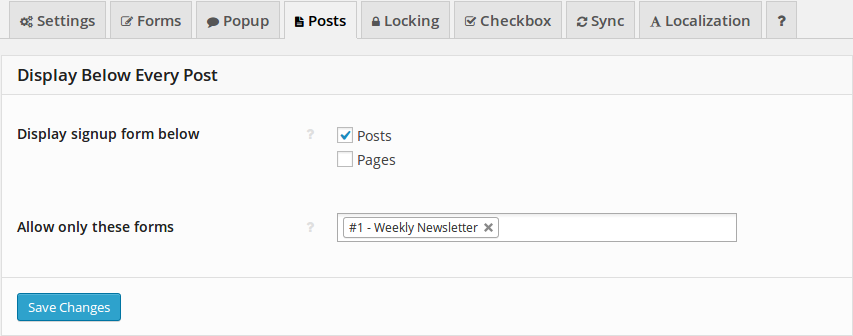Automatically display signup form below each post or page.