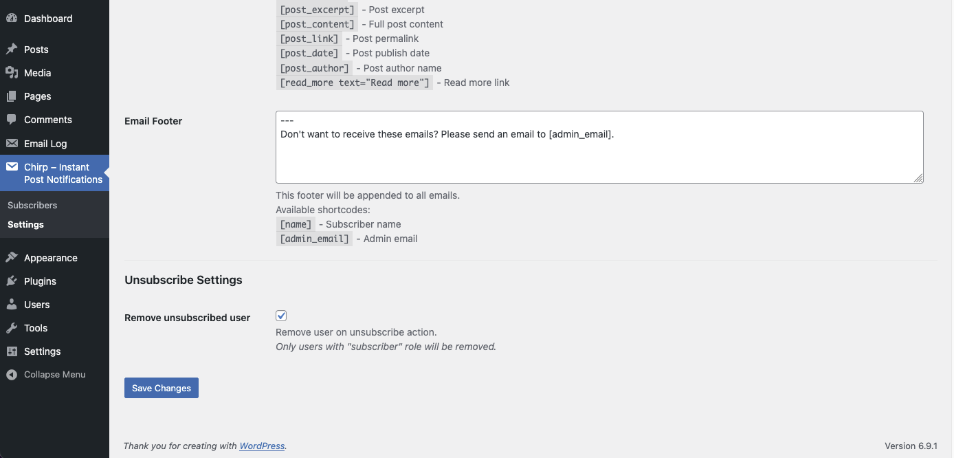 **Settings Page: Part 2** – Customize form labels, email content, and notification settings